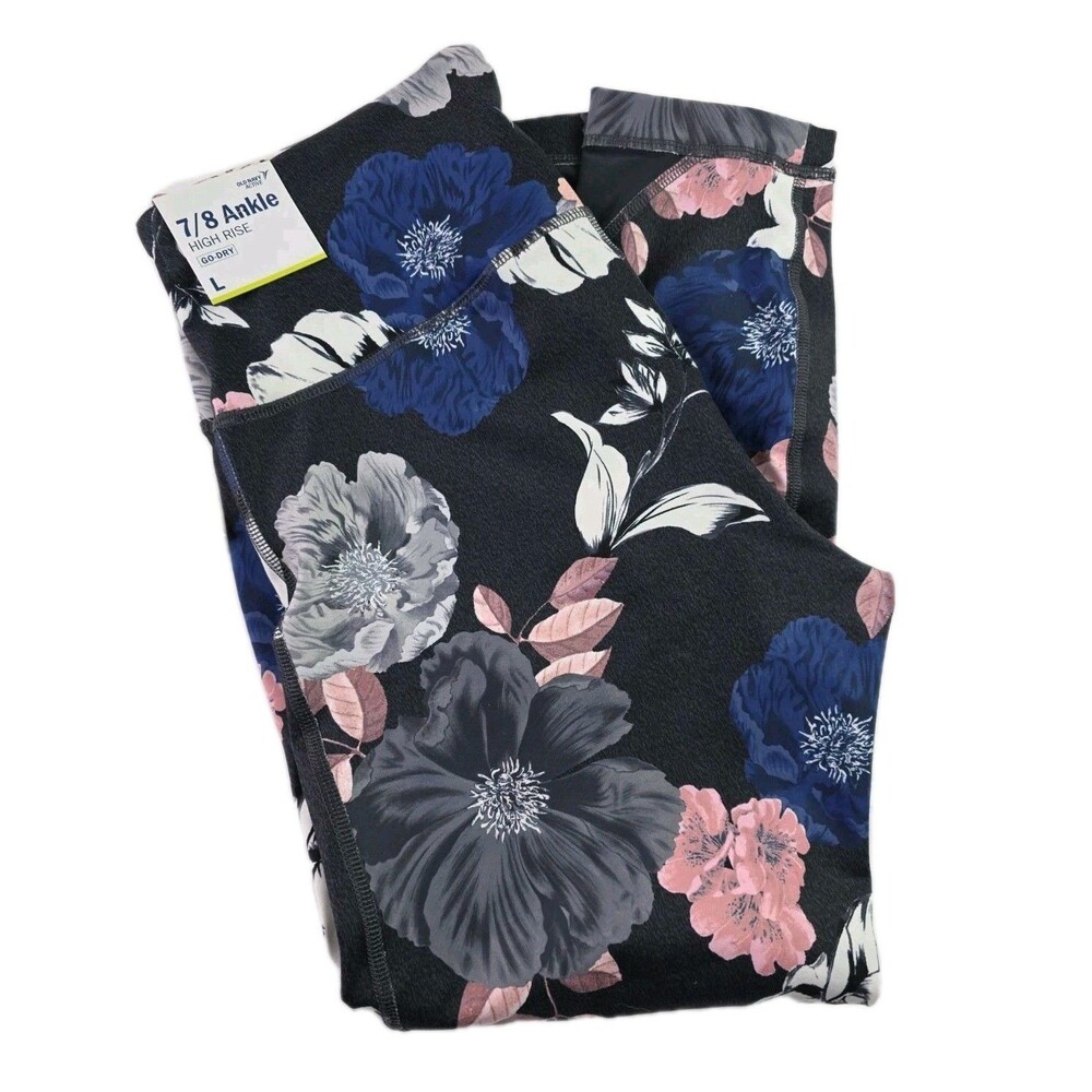 Old Navy Multicolor Floral Go Dry Activewear Cropped Legging NWT Women’s Large